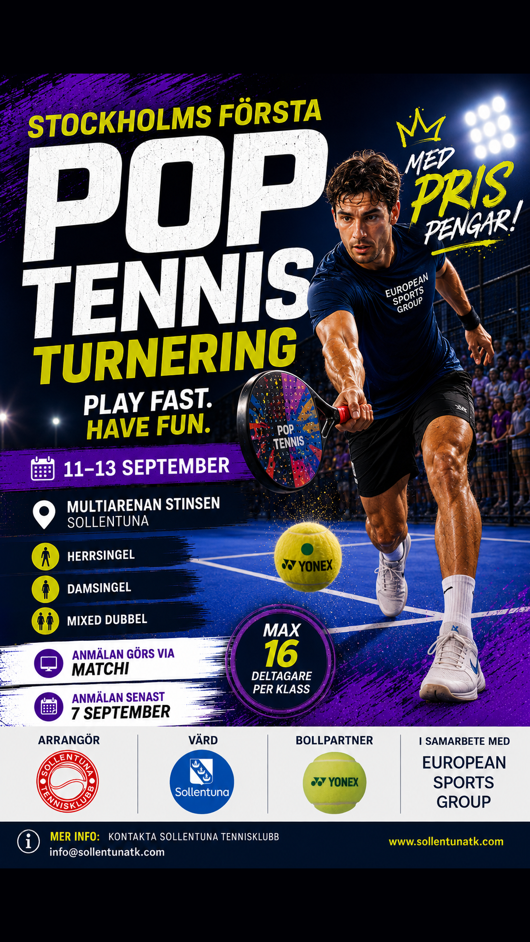 Pop Tennistävling affisch