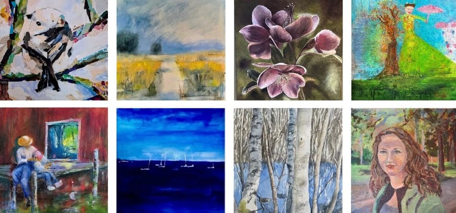 Collage med bilder från utställningen