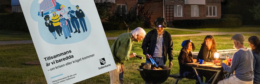Grannar grillar utomhus - broschyr syns infälld.