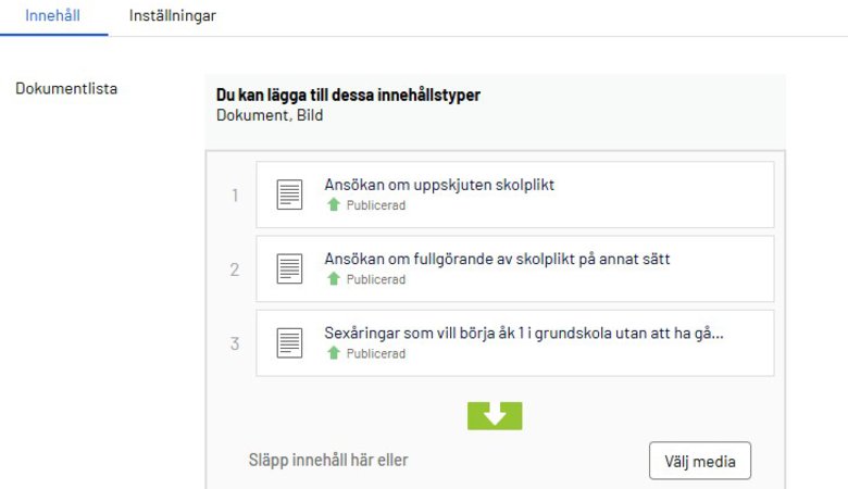 Instruktion hur man skapar en dokumentlista i Episerver.