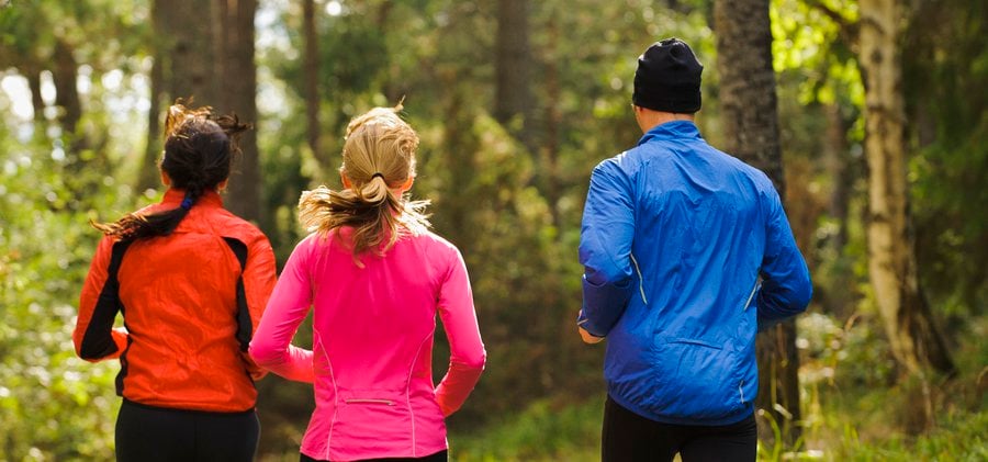 Ett gäng löpare på en stig.