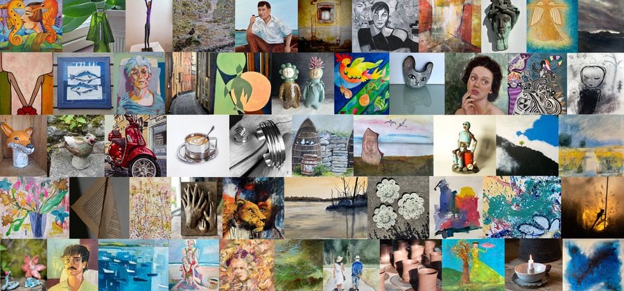Ett collage av många olika konstverk
