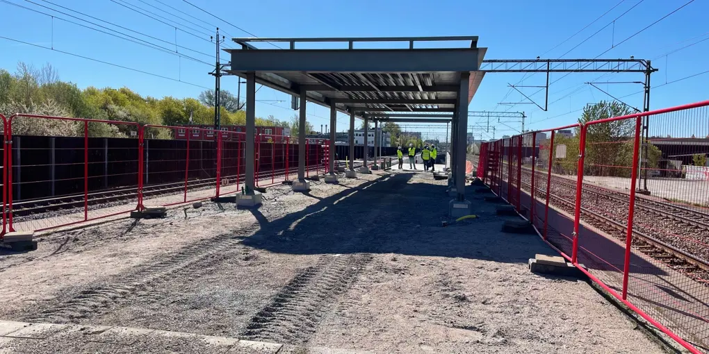 Bygget av sydlig entré vid Häggviks station 2026